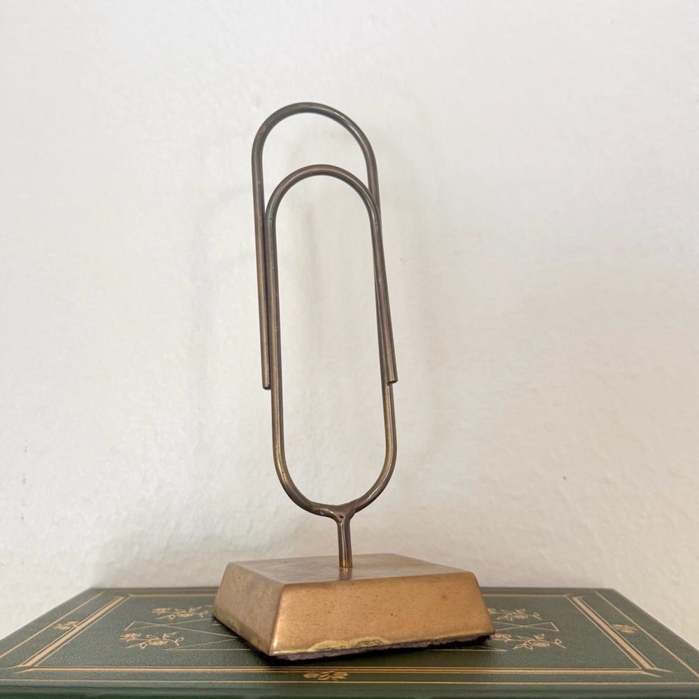 Vintage Decor Fritz Brass Oversized Paperclip Desk Paperweight Shelf MCM 7.5"